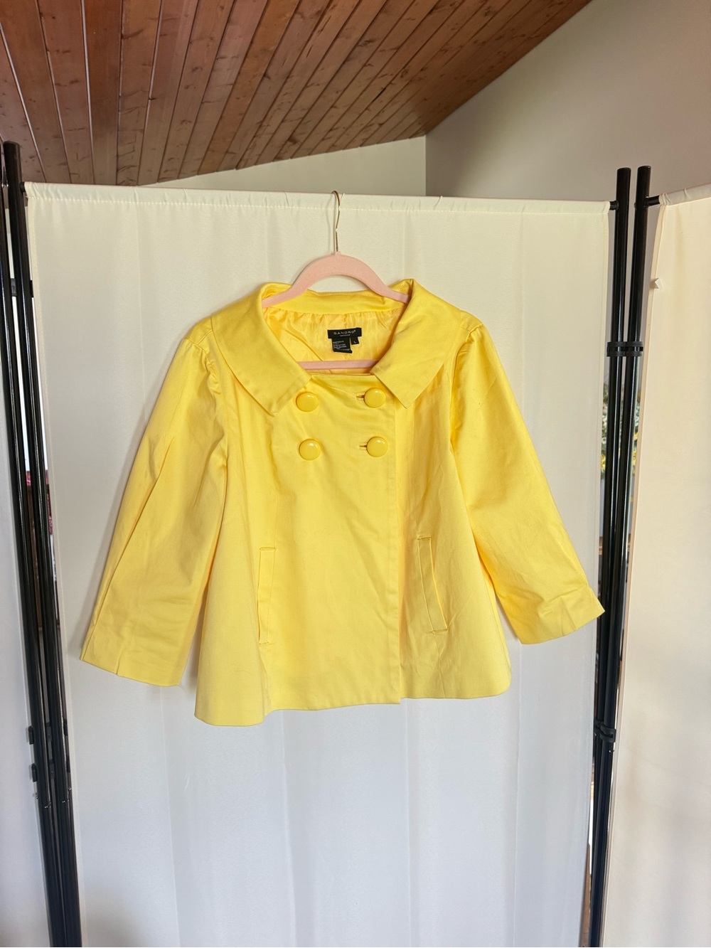 Sandro Sportswear Bright Yellow Women’s Double-Breasted Peacoat